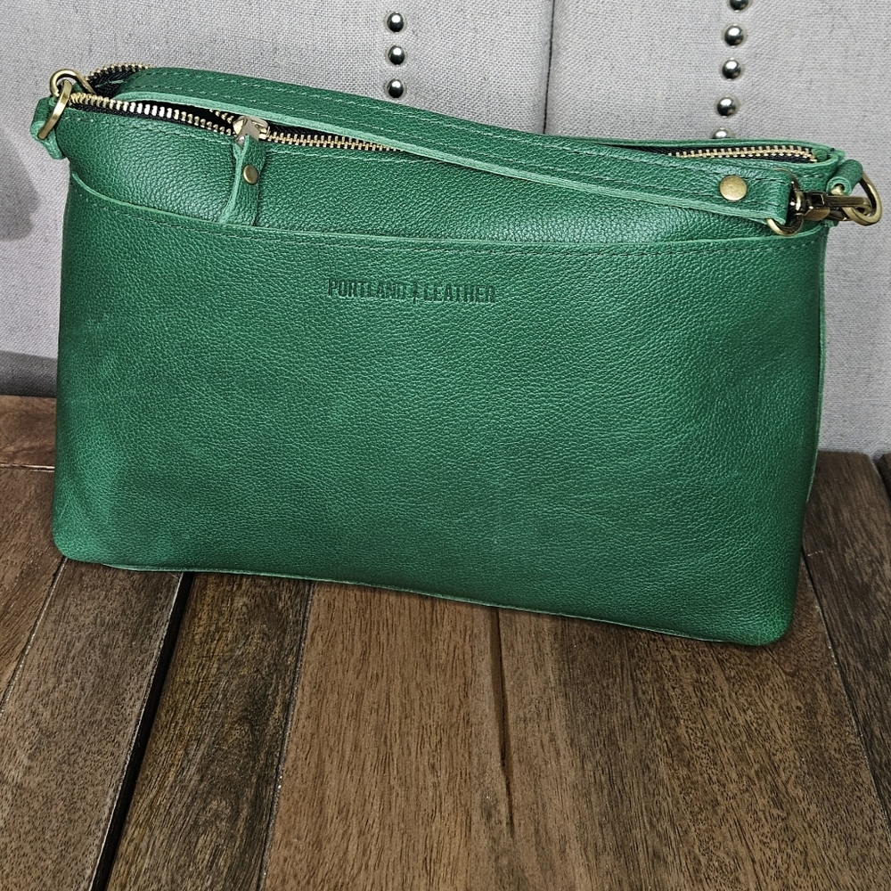 Portland Leather Goods Large Poppy Crossbody Bacalar Green - Picture 11 of 16